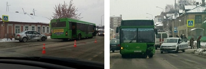 Герман Боденков - справа от автобуса видно пятно крови.           Автобус получил повреждения