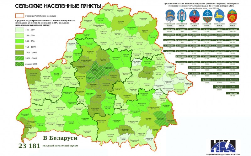 Стоимость земли в городах (инфографика Национального кадастрового агентства)