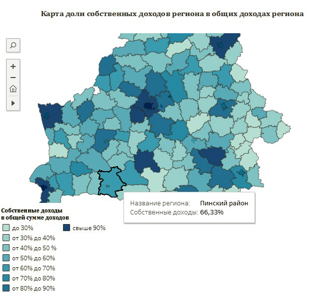 Собственные доходы Пинского района в 2017 году