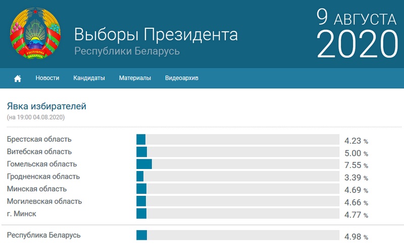 Скриншот сайта Выборы 2020