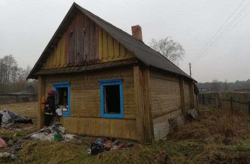 Пожар в д.Новый Двор / Фото Пинского ГРОЧС