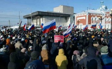 Митинг в Томске, где отравили Навального / Фото Дианы Барашковой, meduza.io