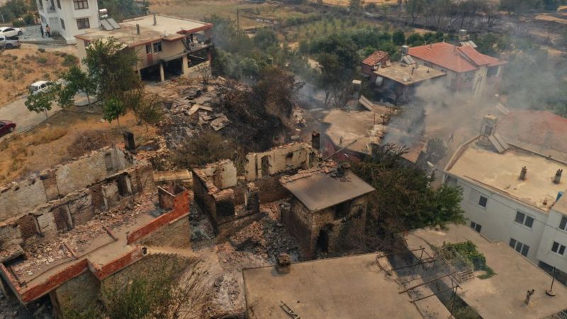 К четвергу пожар добрался до поселка Караоз к северу от Антальи. Пожары начались в малонаселенном районе в 75 км к востоку от города. Фото Anadolu Agency