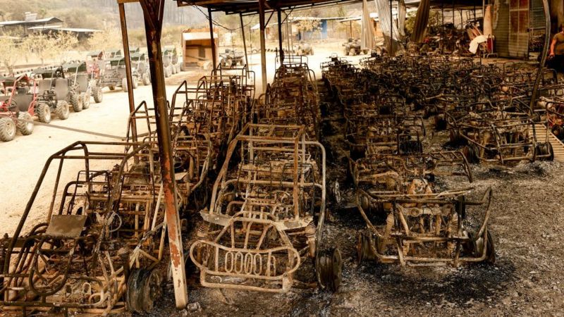 Стоянка багги в Анталье не пережила пожара. Причиной быстрого распространения пламени стал сильный ветер, сообщиют СМИ. Фото Anadolu Agency