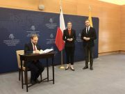 Глава МИД Чехии Якуб Кульганек, глава МВД Литвы Агне Билотайте и глава МИД Литвы Габриэлюс Ландсбергис. Фото: twitter.com/JakubKulhanek