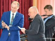 Во время пресс-конференции в Пинском автобусном парке, 1 апреля 2020