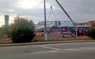 На месте бывшего общежития кипит работа. Фото Юрась Щербаков из соцсетей