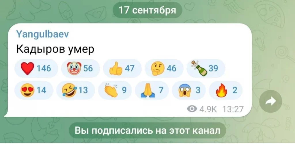 Сообщение Янгулбаева, источник тг канал