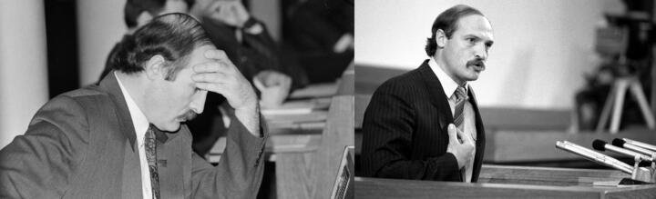 Александр Лукашенко с разными усами в девяностые годы. Фото: пресс-служба Александра Лукашенко