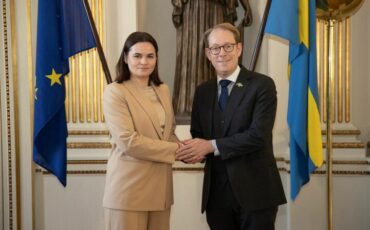 Лидер демократических сил Беларуси Светлана Тихановская и министр иностранных дел Швеции Тобиас Бильстром, май 2024 года. Фото: Офис Светланы Тихановской