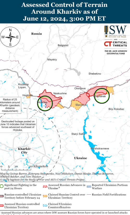 Карта боевых действий в Харьковской области. Изображение: ISW