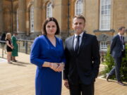 Светлана Тихановская и Эммануэль Макрон в Великобритании 18 июля 2024 года. Фото: x.com/Tsihanouskaya