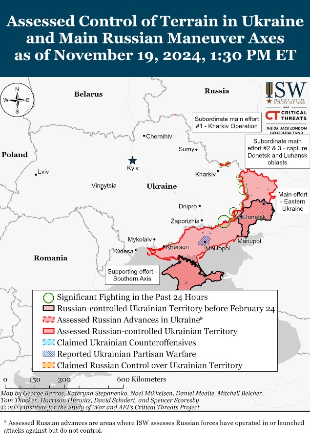 Карта боевых действий. Изображение: ISW