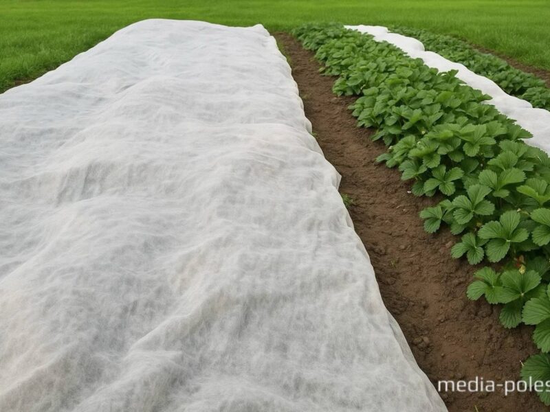 Клубника укрыта от заморозков