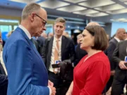 С федеральным канцлером Германии Фридрихом Мерцем. Здесь и далее: фото Офиса Тихановской