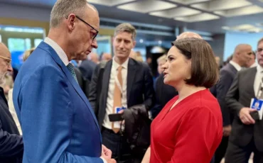 С федеральным канцлером Германии Фридрихом Мерцем. Здесь и далее: фото Офиса Тихановской