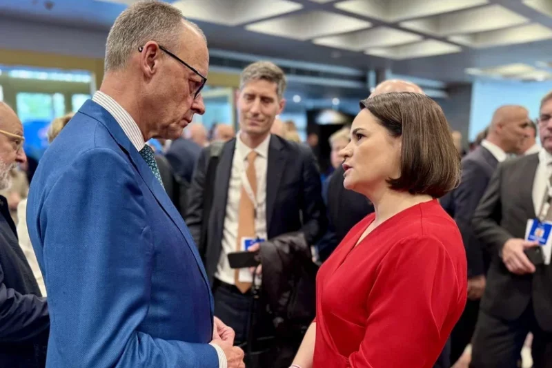 С федеральным канцлером Германии Фридрихом Мерцем. Здесь и далее: фото Офиса Тихановской