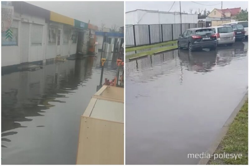 Пинск, рынок солнечный, коллаж Медиа Полесье, на коллаже скриншоты из видео.