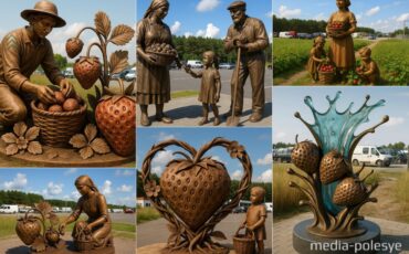 Варианты памятника клубнике в аг. Дворец