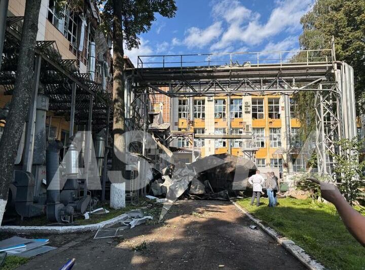 Последствия атаки на завод «Купол» в Ижевске, Россия. Фото: телеграм-канал «Астра»