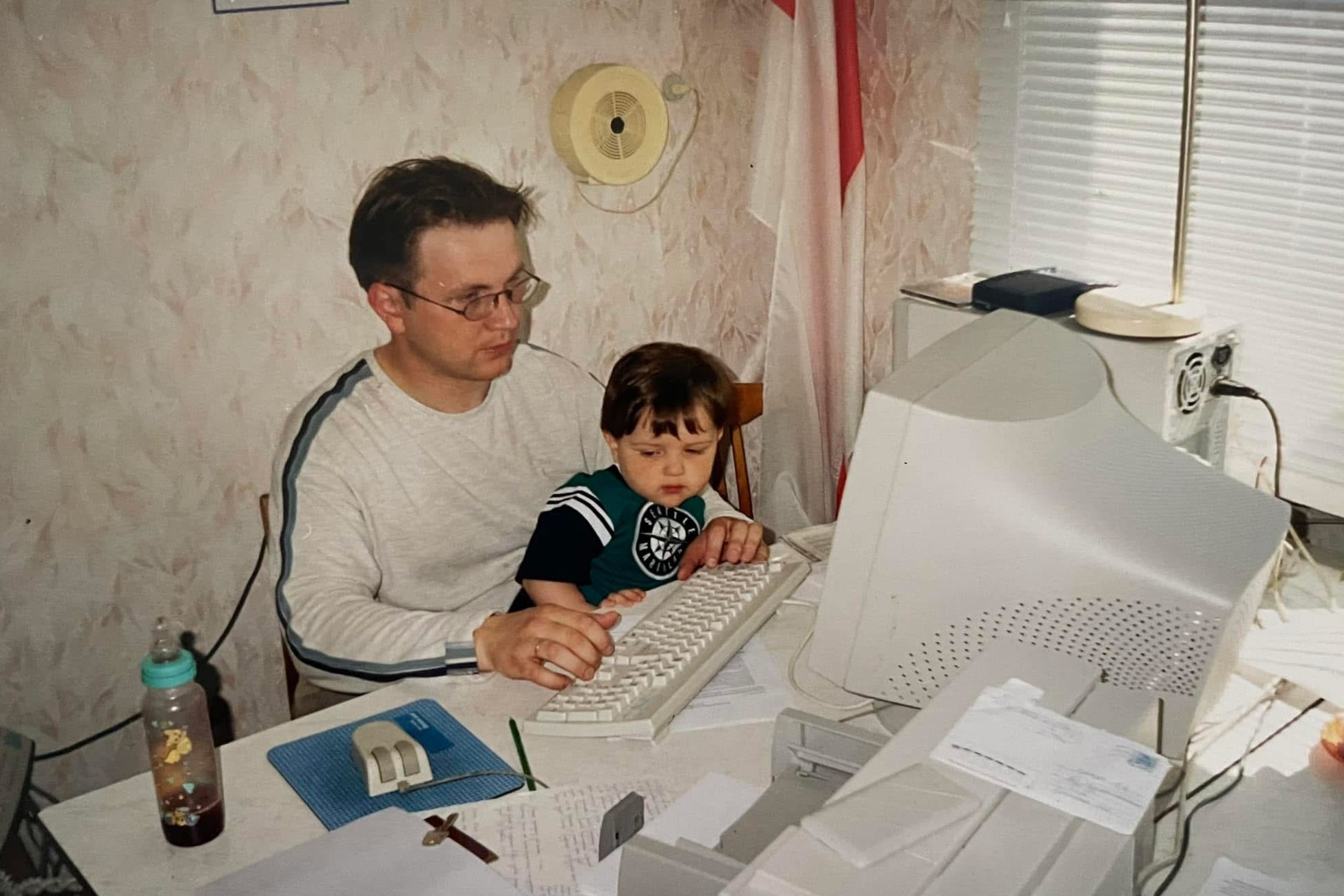 На працы з сынам