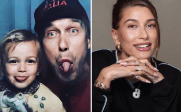 Хейли в детстве с отцом Стивеном Болдуином; Хейли Бибер во взрослом возрасте