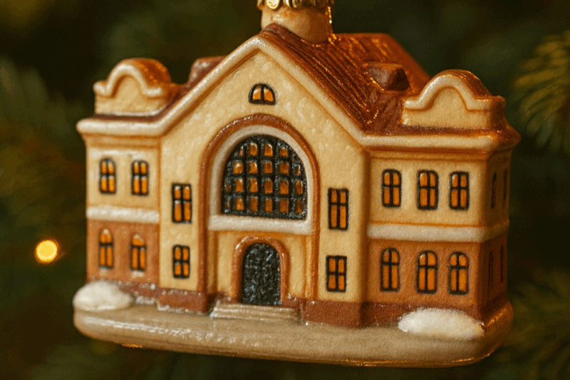 Лунинецкий вокзал в виде новогодней игрушки