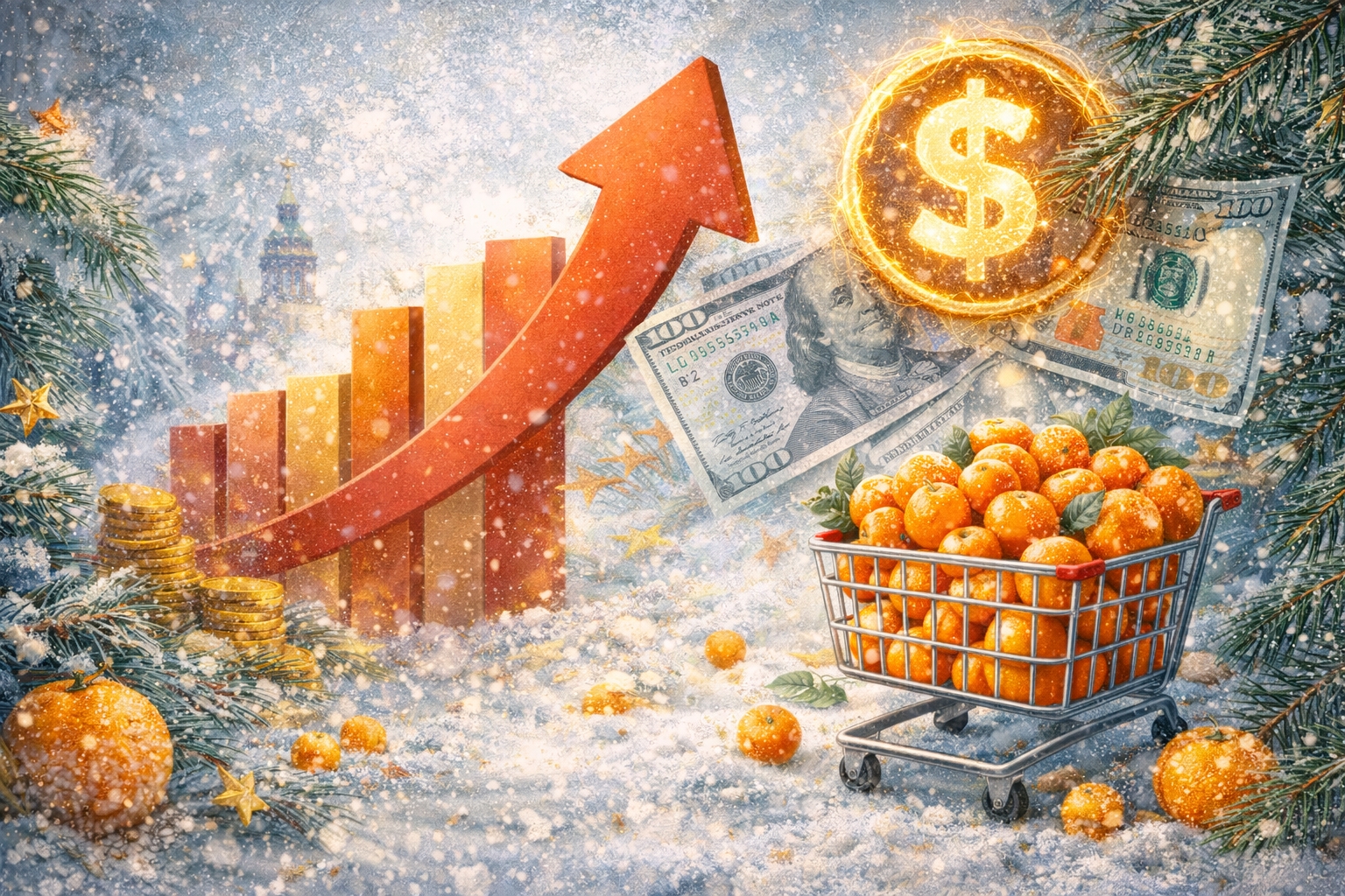 Зарплаты выросли — мандаринов стало больше: что реально изменилось за 2025 год, иллюстрация Медиа Полесье