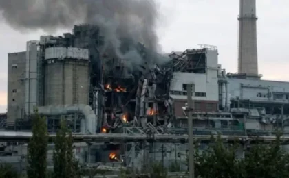 Херсонская ТЭЦ после удара