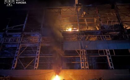 Киев после ночной атаки России, 10 сентября 2026 года. Фото: Госслужба Украины по чрезвычайным ситуациям