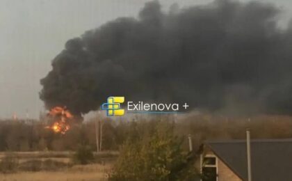 Пожар на линейной производственно-диспетчерской станции (ЛПДС) «Никольское» в Тамбовской области, 20 октября 2026 года. Фото: Телеграм-канал Exilenova+